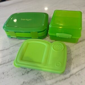 3 Piece Green Lunchbox Set with a Bentgo Box